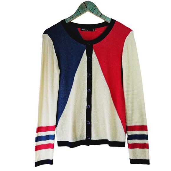 Dear Creatures Retro Style Knit Color Blocking Cardigan, Size M, NWOT - Picture 4 of 12